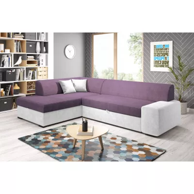 Rohová sedací souprava VALTRUDA - fialová / bílá, levý roh