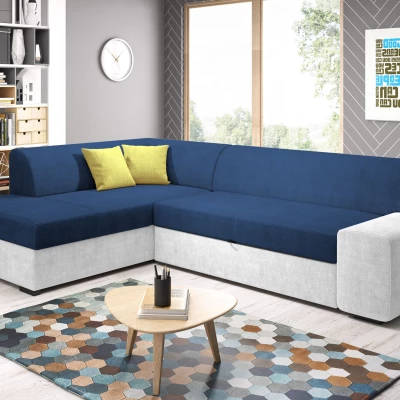 Rohová sedací souprava VALTRUDA - bílá / modrá / žlutá, levý roh