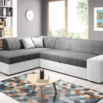 Rohová sedací souprava VALTRUDA - bílá / popelavá, levý roh