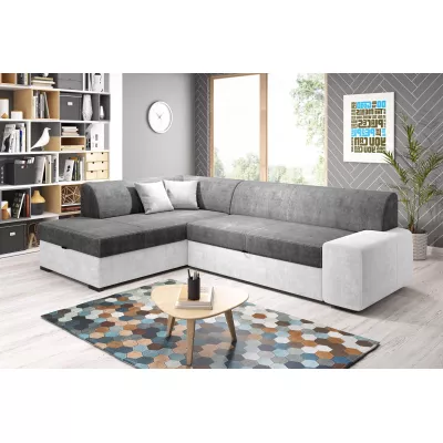 Rohová sedací souprava VALTRUDA - bílá / popelavá, levý roh