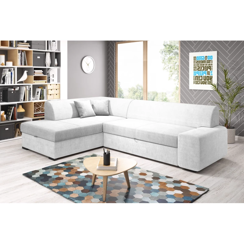 Rohová sedací souprava VALTRUDA - bílá, levý roh