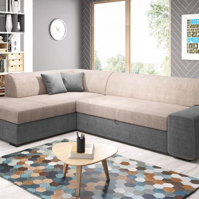 Rohová sedací souprava VALTRUDA - béžová / tmavě šedá, levý roh