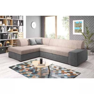 Rohová sedací souprava VALTRUDA - béžová / tmavě šedá, levý roh