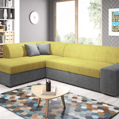 Rohová sedací souprava VALTRUDA - žlutá / tmavě šedá, levý roh