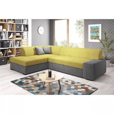 Rohová sedací souprava VALTRUDA - žlutá / tmavě šedá, levý roh
