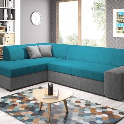 Rohová sedací souprava VALTRUDA - světle modrá / tmavě šedá, levý roh