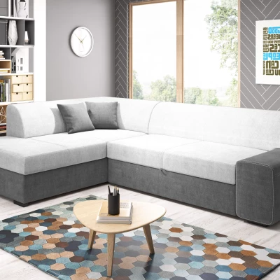 Rohová sedací souprava VALTRUDA - tmavě šedá / bílá, levý roh