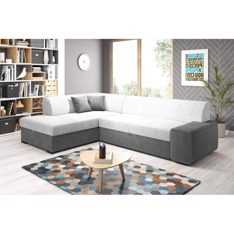 Rohová sedací souprava VALTRUDA - tmavě šedá / bílá, levý roh