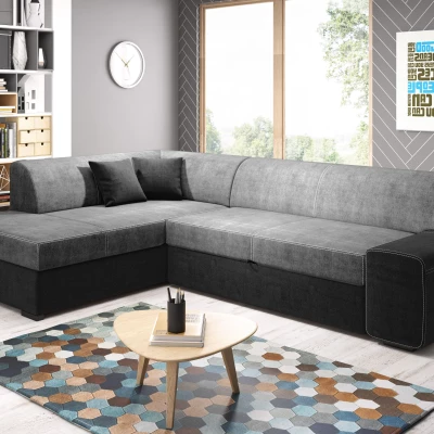 Rohová sedací souprava VALTRUDA - černá 2 / popelavá, levý roh