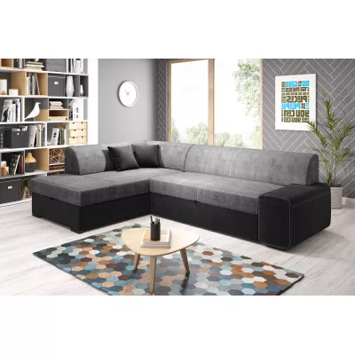 Rohová sedací souprava VALTRUDA - černá 2 / popelavá, levý roh