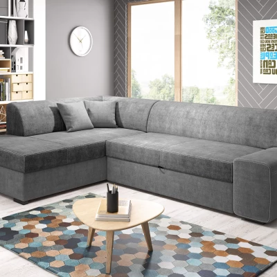 Rohová sedací souprava VALTRUDA - šedá, levý roh