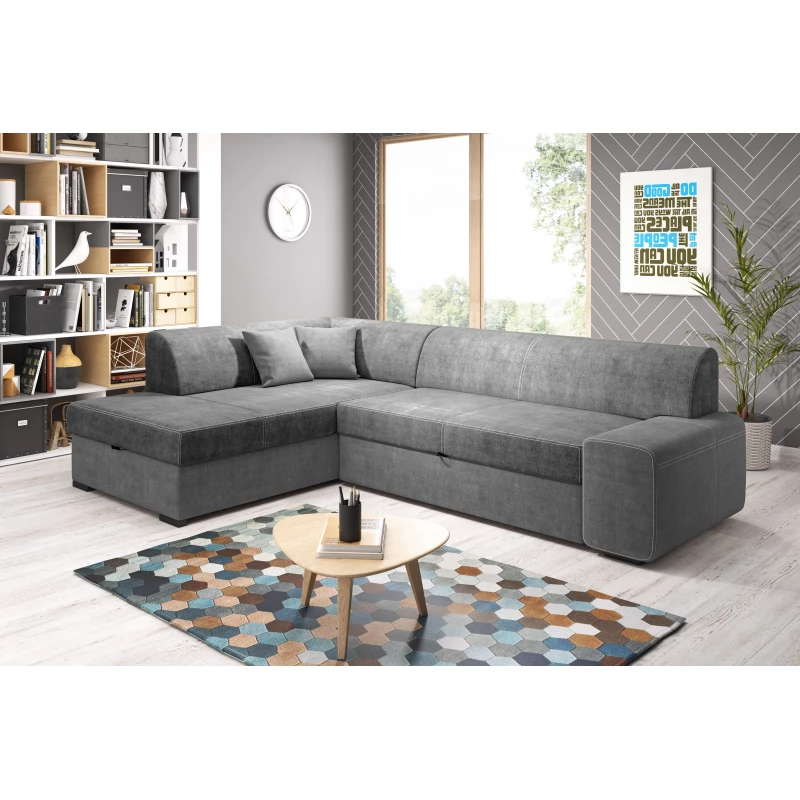 Rohová sedací souprava VALTRUDA - šedá, levý roh