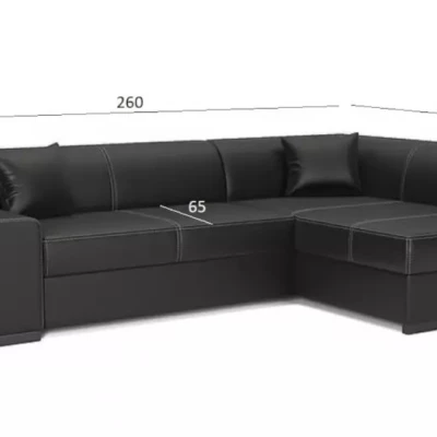 Rohová sedací souprava VALTRUDA - černá 2 / světle modrá, levý roh