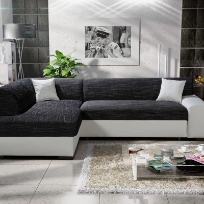 Rohová sedací souprava VALTRUDA - antracit / bílá, levý roh