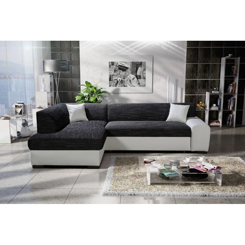 Rohová sedací souprava VALTRUDA - antracit / bílá, levý roh