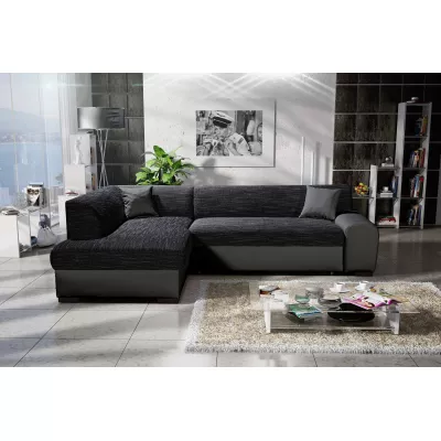 Rohová sedací souprava VALTRUDA - tmavě šedá / černá eko kůže, levý roh