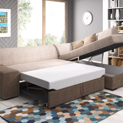 Rohová sedací souprava VALTRUDA - tmavě šedá / černá eko kůže, levý roh