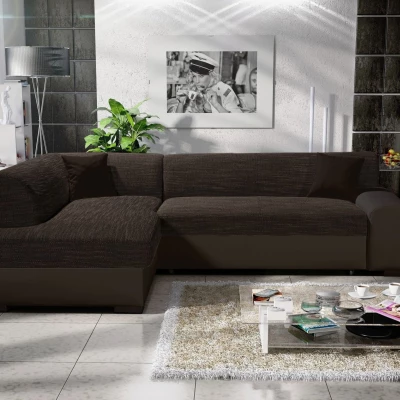 Rohová sedací souprava VALTRUDA - tmavě hnědá, levý roh