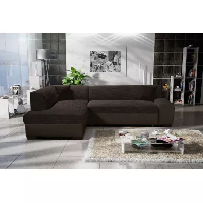 Rohová sedací souprava VALTRUDA - tmavě hnědá, levý roh