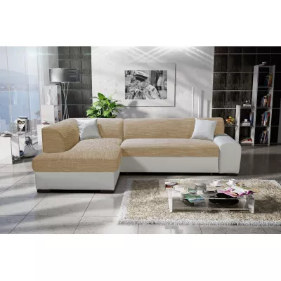 Rohová sedací souprava VALTRUDA - béžová / bílá, levý roh