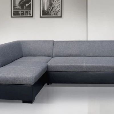Rohová sedací souprava VALTRUDA - černá eko kůže / šedá, levý roh