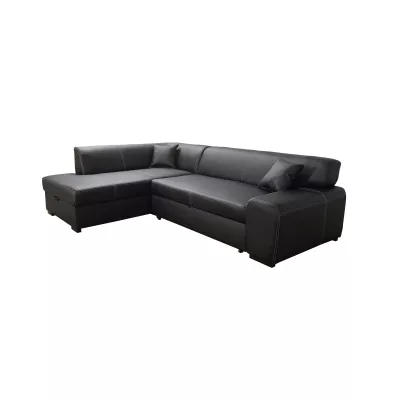 Rohová sedací souprava VALTRUDA - černá eko kůže, levý roh