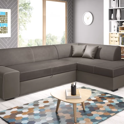 Rohová sedací souprava VALTRUDA - světle hnědá / hnědá, pravý roh