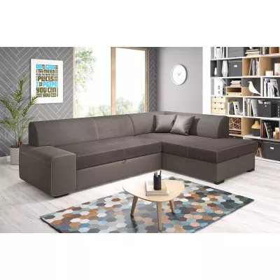 Rohová sedací souprava VALTRUDA - světle hnědá / hnědá, pravý roh