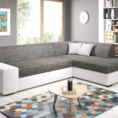 Rohová sedací souprava VALTRUDA - bílá / šedá, pravý roh