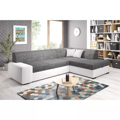 Rohová sedací souprava VALTRUDA - bílá / šedá, pravý roh