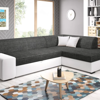 Rohová sedací souprava VALTRUDA - bílá / antracit, pravý roh