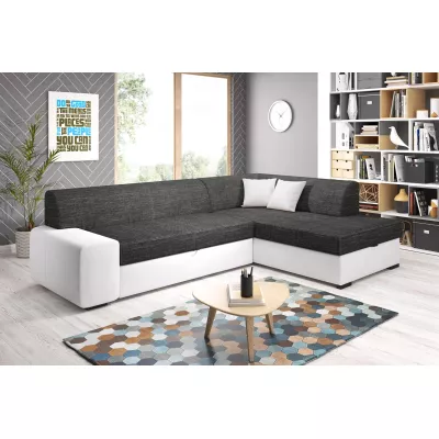 Rohová sedací souprava VALTRUDA - bílá / antracit, pravý roh