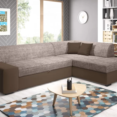 Rohová sedací souprava VALTRUDA - tmavě hnědá / světle hnědá, pravý roh