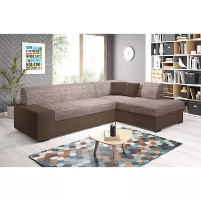 Rohová sedací souprava VALTRUDA - tmavě hnědá / světle hnědá, pravý roh