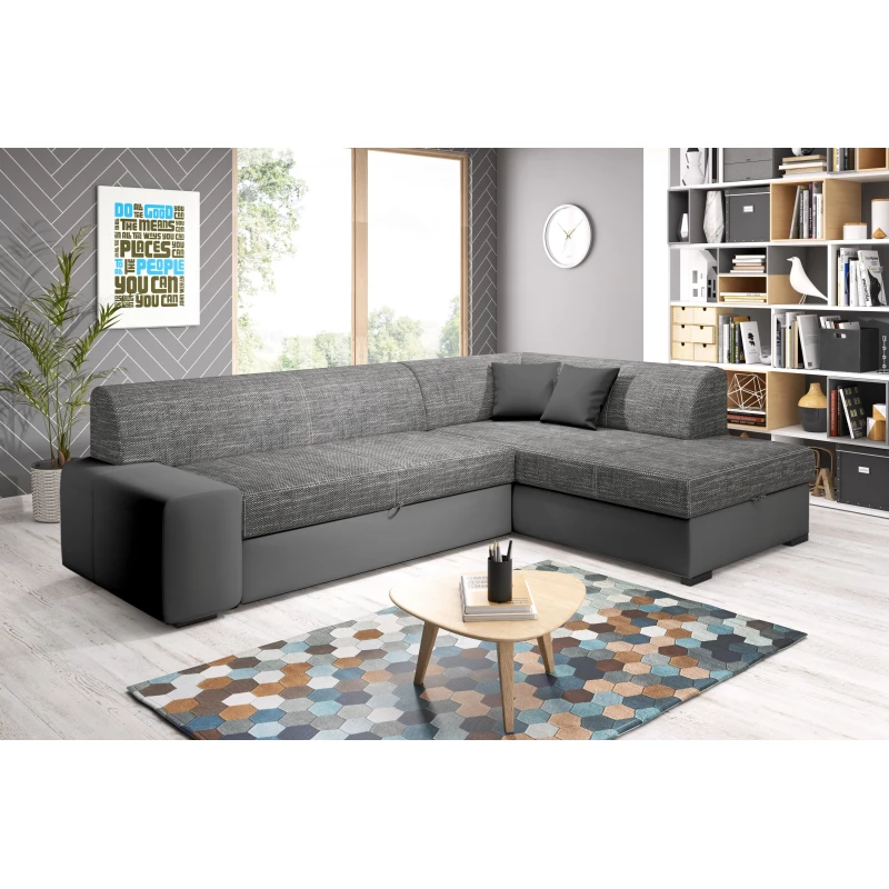 Rohová sedací souprava VALTRUDA - tmavě šedá / šedá, pravý roh