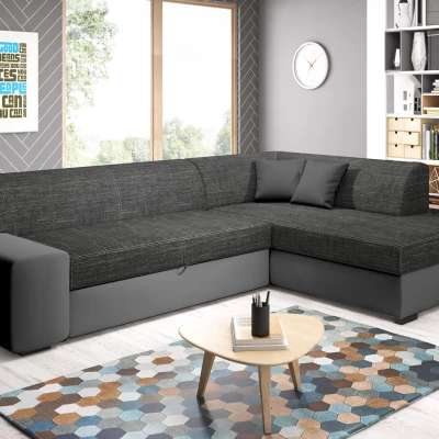 Rohová sedací souprava VALTRUDA - tmavě šedá / antracit, pravý roh