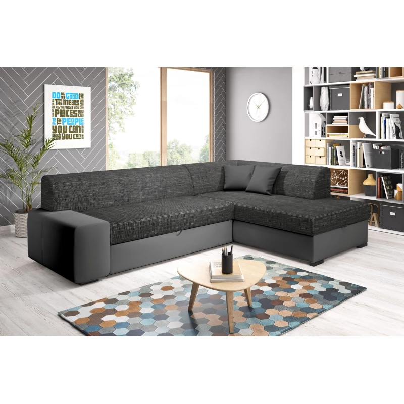 Rohová sedací souprava VALTRUDA - tmavě šedá / antracit, pravý roh