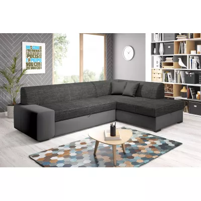Rohová sedací souprava VALTRUDA - tmavě šedá / antracit, pravý roh