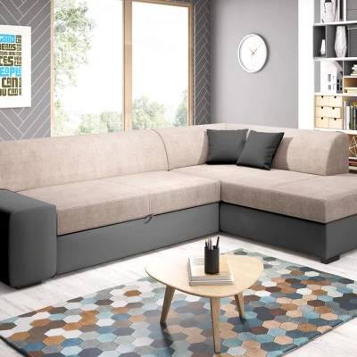 Rohová sedací souprava VALTRUDA - tmavě šedá / béžová, pravý roh