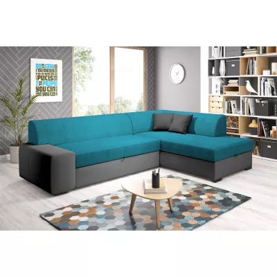 Rohová sedací souprava VALTRUDA - tmavě šedá / světle modrá, pravý roh