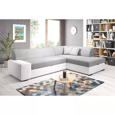 Rohová sedací souprava VALTRUDA - bílá / světle šedá, pravý roh