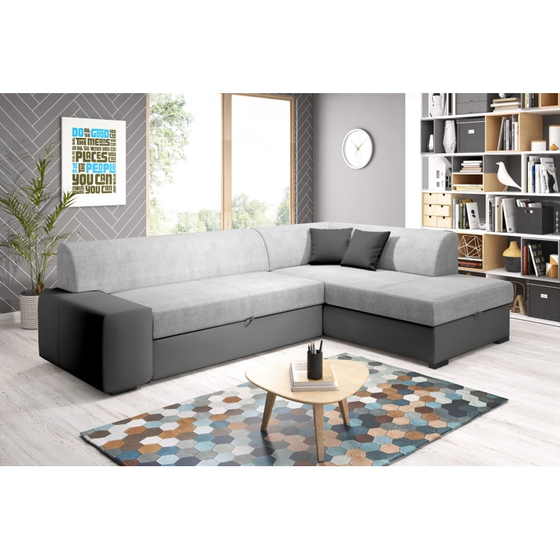 Rohová sedací souprava VALTRUDA - tmavě šedá / světle šedá, pravý roh