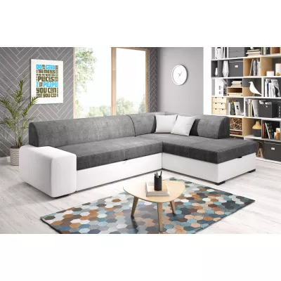 Rohová sedací souprava VALTRUDA - bílá / tmavě šedá, pravý roh