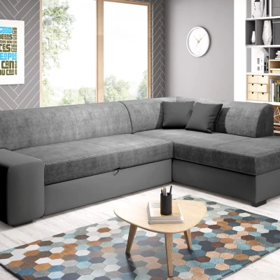 Rohová sedací souprava VALTRUDA - tmavě šedá, pravý roh