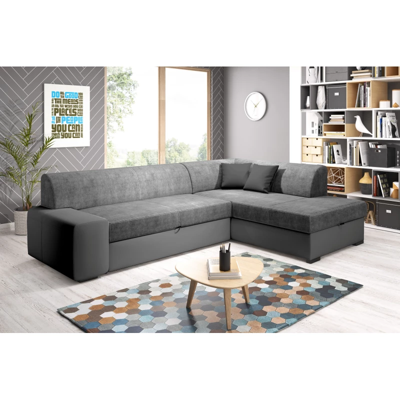 Rohová sedací souprava VALTRUDA - tmavě šedá, pravý roh