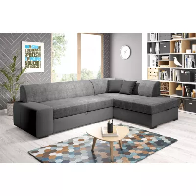 Rohová sedací souprava VALTRUDA - tmavě šedá, pravý roh