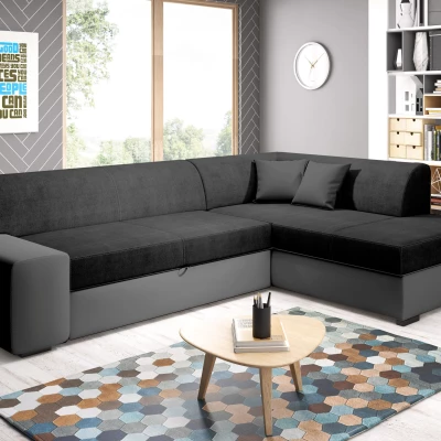 Rohová sedací souprava VALTRUDA - černá 2 / tmavě šedá, pravý roh