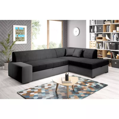 Rohová sedací souprava VALTRUDA - černá 2 / tmavě šedá, pravý roh