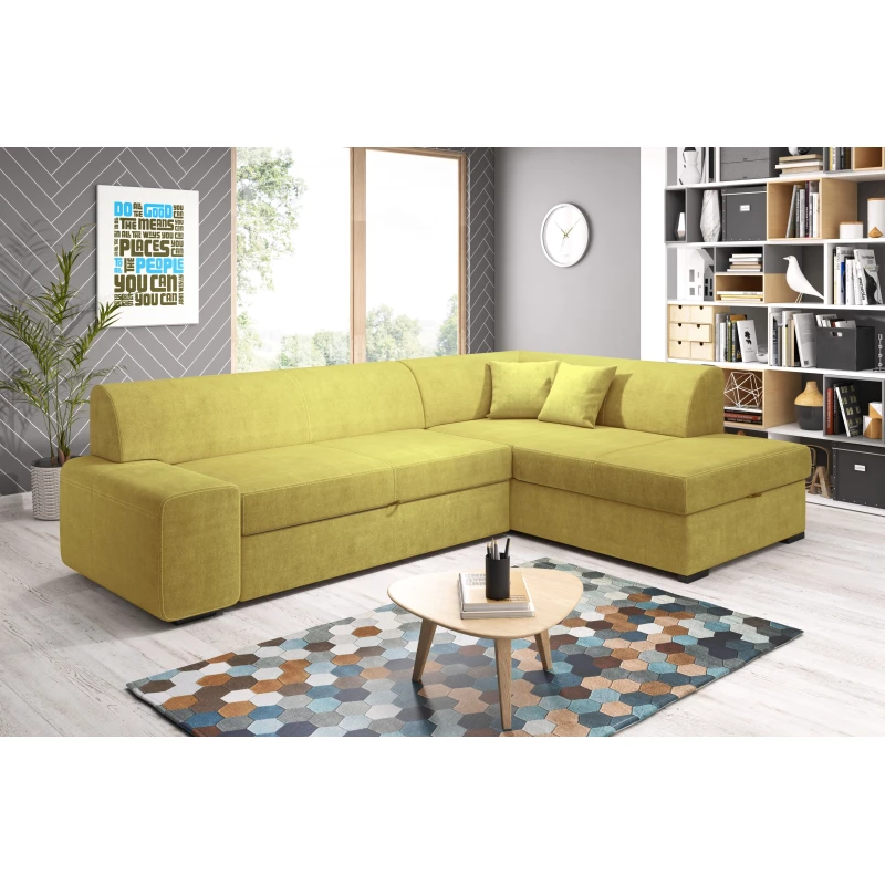 Rohová sedací souprava VALTRUDA - žlutá, pravý roh