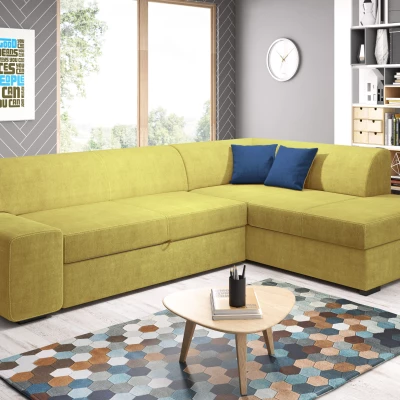 Rohová sedací souprava VALTRUDA - žlutá / modrá, pravý roh